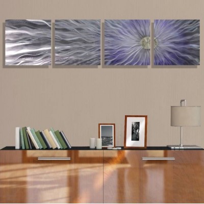 Purple Modern Abstract Metal Wall Art Painting Home Decor Artwork - Cosmic Flare   271993792452